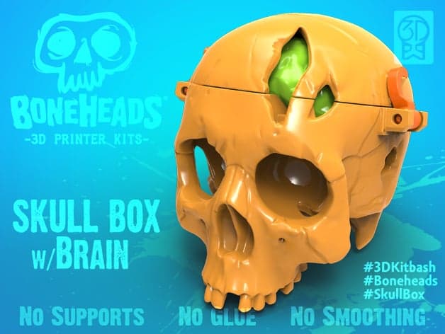 Boneheads: Skull Box w/ Brain - via 3DKitbash.com image